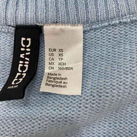 H&M blue and white checkered gingham cardigan size xs - Picture 2 of 3